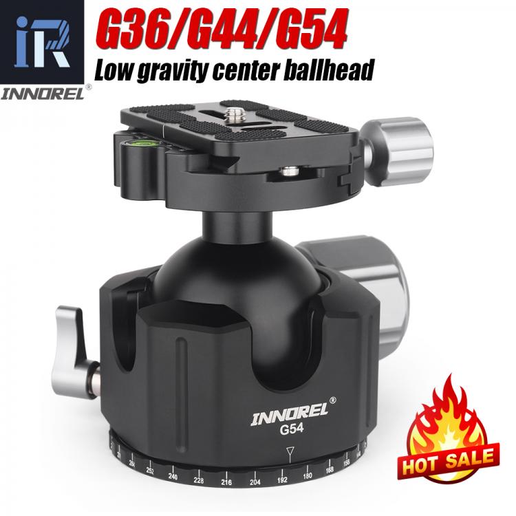 all in one place מצלמות ונלווים G54/G44/G36 Professional Tripod Head Low Center Gravity Panoramic Ball Head Double U Notch  with Arca Swiss Quick Release Plate