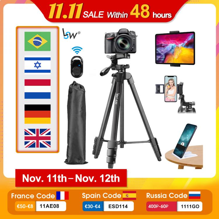 all in one place מצלמות ונלווים Camera Tripod for iPad Pro & Mobile Phone 150cm Alloy Tripod Stand Lightweight Bluetooth Remote & Tablet Holder for E-Book