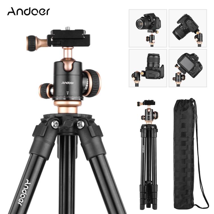 all in one place מצלמות ונלווים Andoer Q160SA Camera Tripod Complete Tripods with Panoramic Ballhead Bubble Level Adjustable Height Portable Travel Tripod