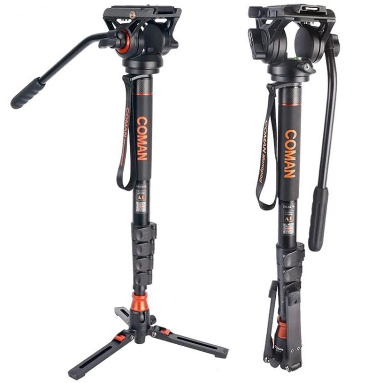 all in one place מצלמות ונלווים COMAN Professional Fulid Head Monopod with Tripod Base for Canon Nikon Sony DSLR Cameras Max 10KG for Video Travel Tripod Stand