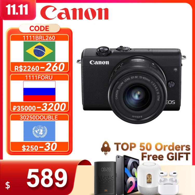all in one place מצלמות ונלווים Canon EOS M200 APS-C Mirrorless Camera Flip touch screen WiFi Portable small digital camera With 15-45 Lens Like M100 M50 M6 M3