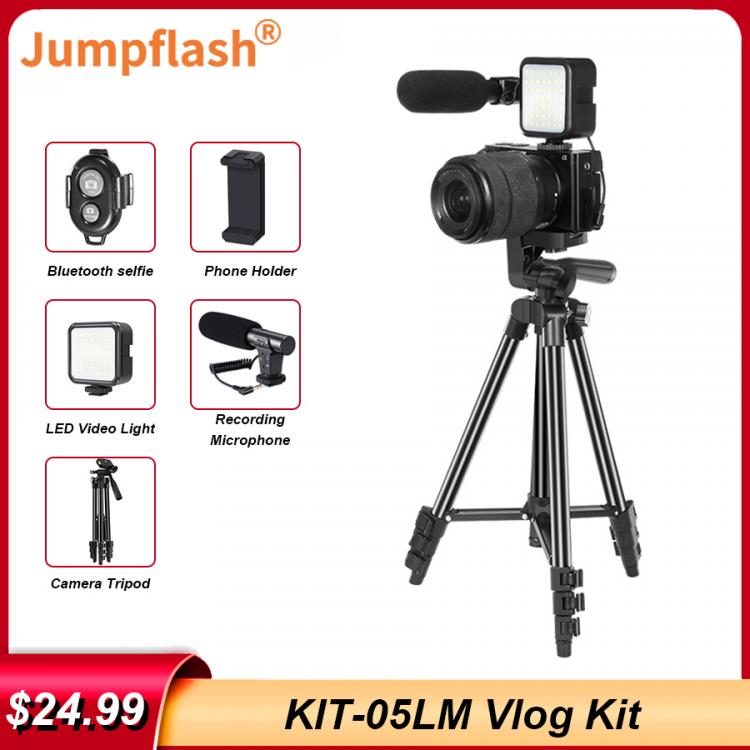 all in one place מצלמות ונלווים Jumpflash DSLR SLR Phone Vlog Tripod Vlogging Kits with Remote Control Microphone LED Fill Light for YouTube Tiktok Selfie Live