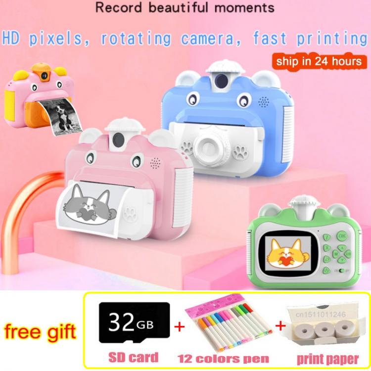 all in one place מצלמות ונלווים Instant Print Kids Camera for Children 1080P HD Video Photo Camera Toys with 32GB 8GB Card 12 Colors Pen Kids Gift Birthday Gift
