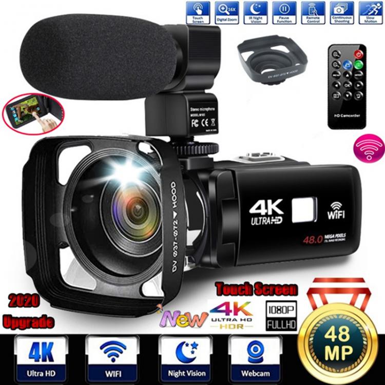 all in one place מצלמות ונלווים 4K Video Camera with Microphone UHD Camcorder for Live Stream Webcam WiFi Remote Control Night Vision Portable Photography