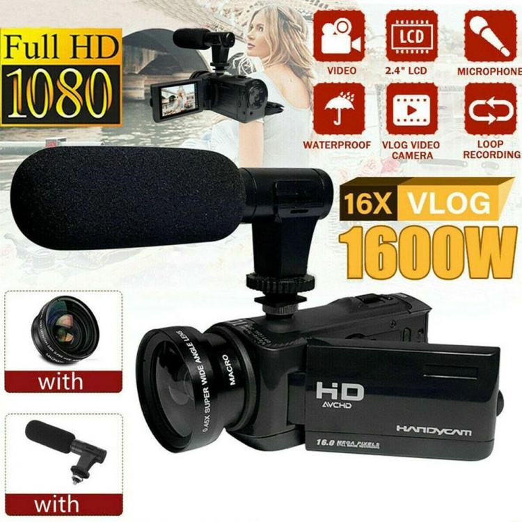 all in one place מצלמות ונלווים 1080P HD 16X Zoom Digital Video Camera Professional Handheld Photography DV Camera Microphone Camcorder Record Video For Youtube