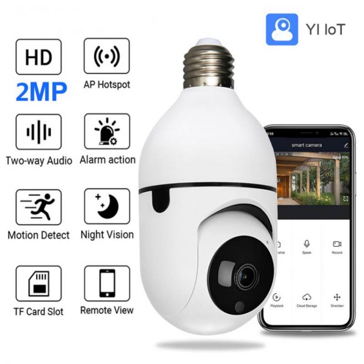 all in one place מצלמות ונלווים 1080P 360 Rotate Auto Tracking Panoramic Camera Light Bulb Wireless Wifi PTZ IP Cam Remote Viewing Security E27 Bulb Interface