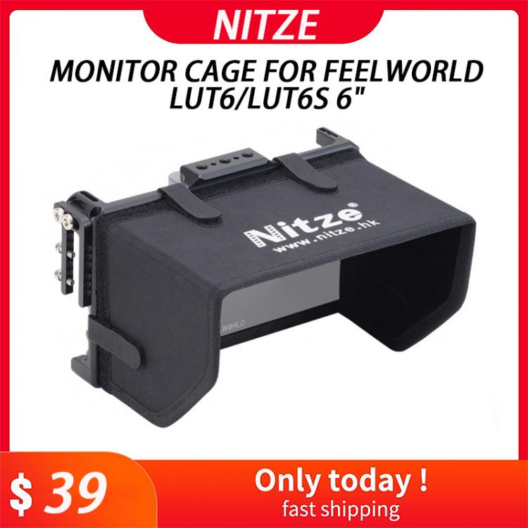 all in one place מצלמות ונלווים Nitze Monitor Cage for Feelworld LUT6/LUT6S 6" with HDMI Cable Clamp and LS5-C Sunhood for Screen Monitor Rig Protective cage