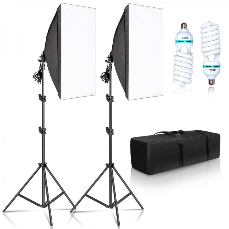 all in one place מצלמות ונלווים Photography 50x70CM Softbox Lighting Kits Professional Light System With E27 Photographic Bulbs Photo Studio Equipment