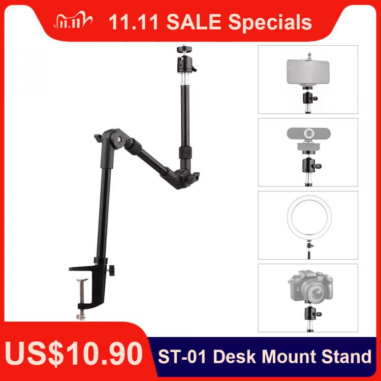 all in one place מצלמות ונלווים Andoer ST-01 Flexible Foldable Desk Mount Stand Metal Bracket with 1/4" Screw Ballhead Adapter 3kg Load Capacity for Ring Lig