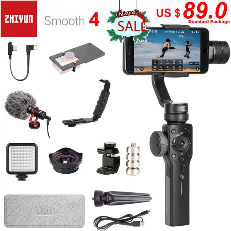 all in one place מצלמות ונלווים Zhiyun Smooth 4 3-Axis Handheld Smartphone Gimbal Stabilizer for iPhone 11 Pro XS XR X 8Plus 8 Samsung S10 S9 S8 & Action Came