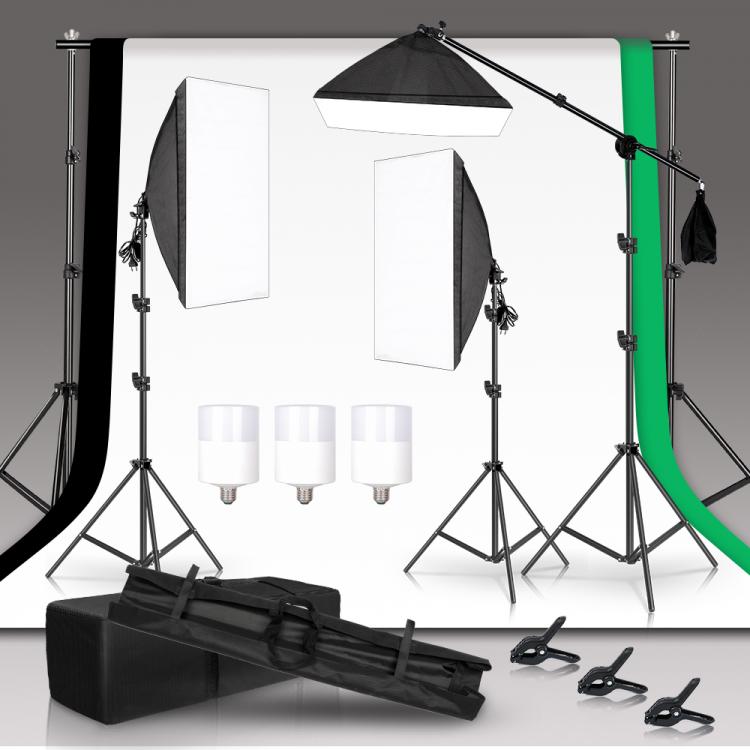 all in one place מצלמות ונלווים SH Photography Soft Box Lighting Kit  Studio Photo Photo 2x2M Green Background For Camera With Muslin Backdrops Bulb Accessories