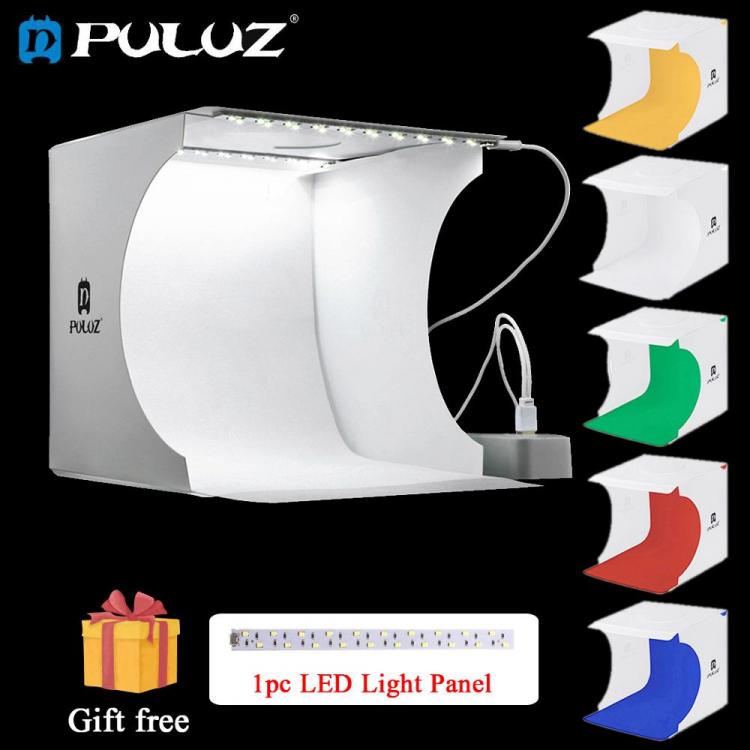 all in one place מצלמות ונלווים PULUZ 20*20cm Mini Folding Studio Diffuse Soft Box Fotografia Lightbox Black White Background Photography Photo Studio Box Kit