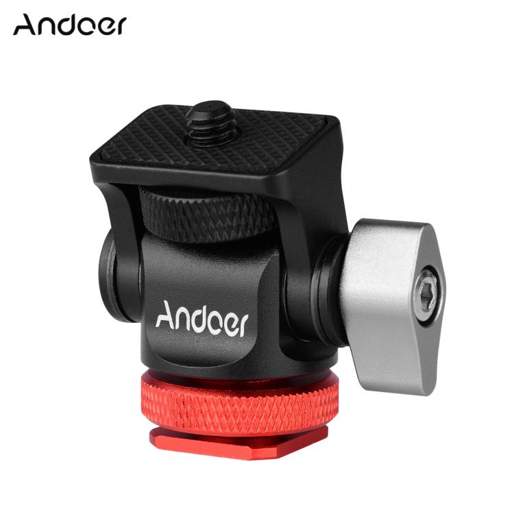 all in one place מצלמות ונלווים Andoer Mini Tripod Head Cold Shoe Adapter Aluminum Alloy 1/4In Screw for Mounting Camera Monitor Flash Microphone LED Fill Light