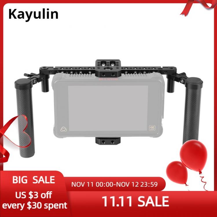 all in one place מצלמות ונלווים Kayulin Adjustable 7" 5“ Monitor Cage Rig With Dual Carbon Fiber Handle & Support Bracket Accessory For SmallHD 700 Ser