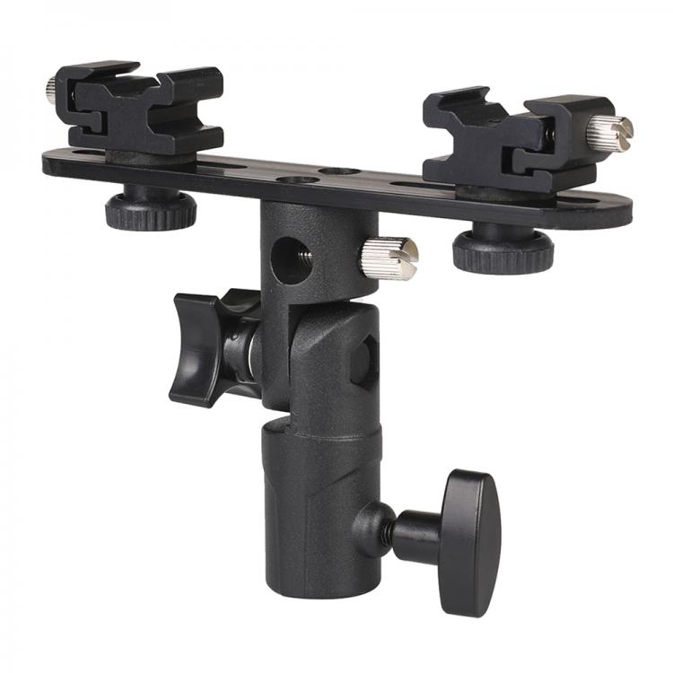 all in one place מצלמות ונלווים 2 Hot Shoe Mounts Camera Flash Bracket Umbrella Holder Stand For Canon Nikon Sony Speedlite Monitor Microphone Monitor Camcorder