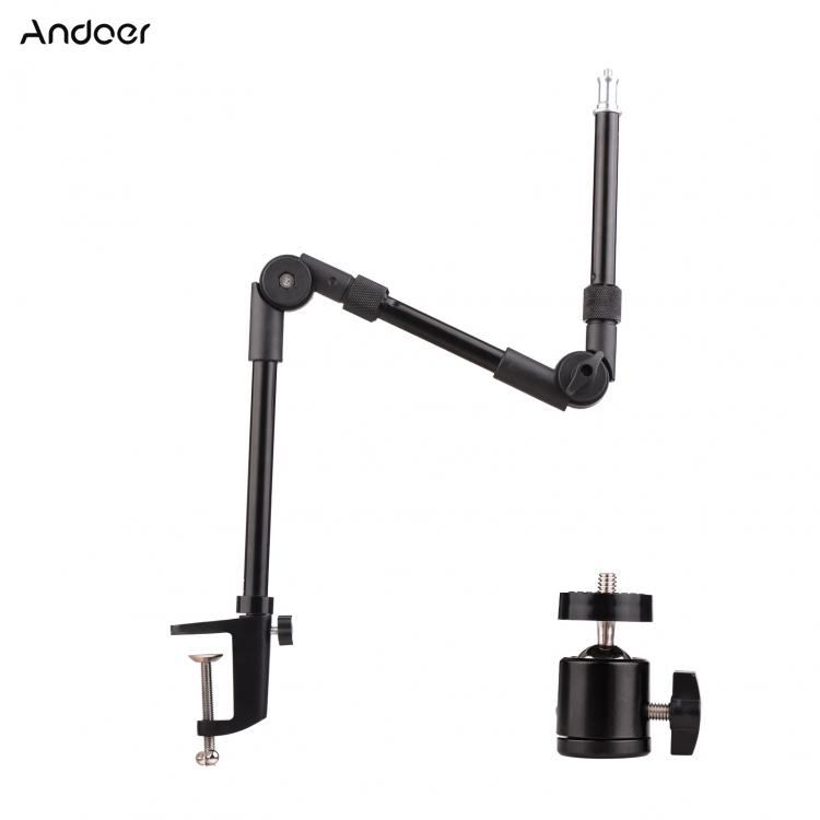 all in one place מצלמות ונלווים Andoer ST-01 Flexible Foldable Desk Mount Stand Metal Bracket with 1/4" Screw Ballhead Adapter 3kg Load Capacity for Fill Lig