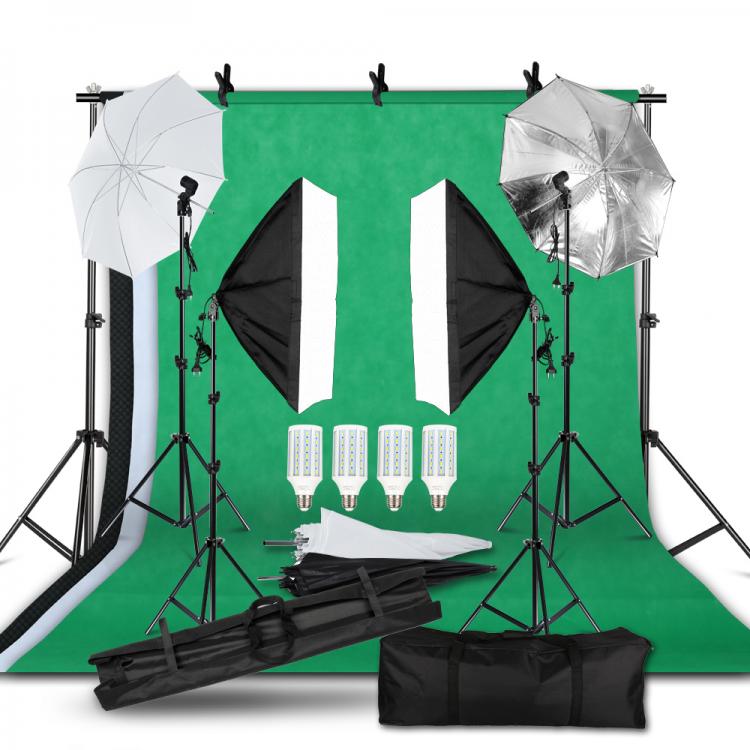 all in one place מצלמות ונלווים Photography Lighting Kit 2x3M Photo Background Backdrops Soft Umbrella Softbox Light Stand  Portable Bag For Photo Studio Shoot