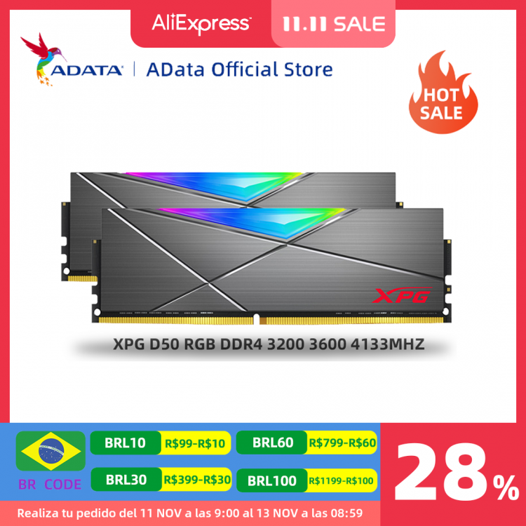 all in one place חומרה ADATA XPG SPECTRIX D50 DDR4 RGB MEMORY MODULE 8GB 16GB 32GB 3200MHz 3600MHz 4133MHz PC Desktop RAM