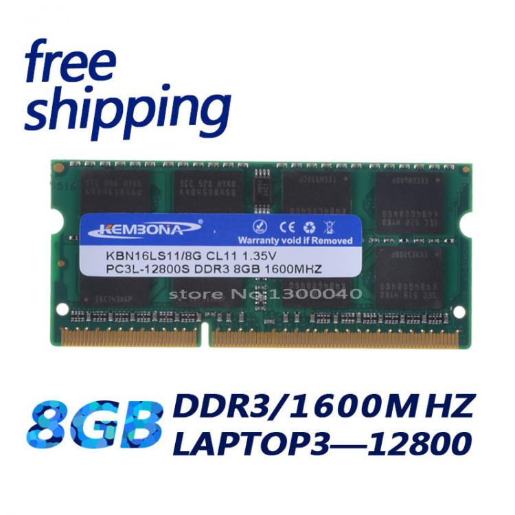 all in one place חומרה KEMBONA best price sell 1.35V DDR3L 1600 MHz DDR3 PC3L-12800S 8GB SO-DIMM Memory Module Ram Memoria for Laptop / Notebook