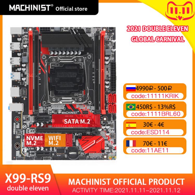 all in one place חומרה Machinsit X99 Motherboard LGA 2011-3 SATA/ PCI-E M.2 Slot Support Xeon E5 V3 V4 Processor Four-channel DDR4 RAM X99-RS9