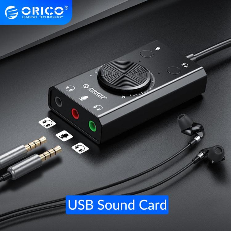 all in one place חומרה ORICO Portable USB Sound Card for Microphone Earphone 2 in 1 With 3 Port Output Volume Adjustable External For Windows Mac Linux