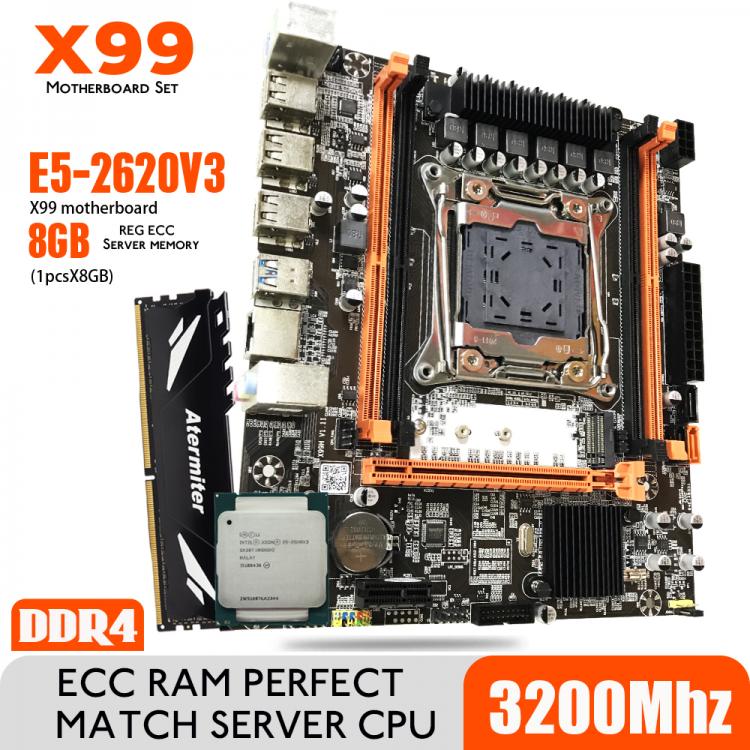 all in one place חומרה X99 DDR4 4 DIMM D4 Motherboard Set with Xeon E5 2620 V3 LGA2011-3 CPU 1pcs * 8GB = 8GB PC4 RAM 3200MHz DDR4 Memory RAM REG ECC