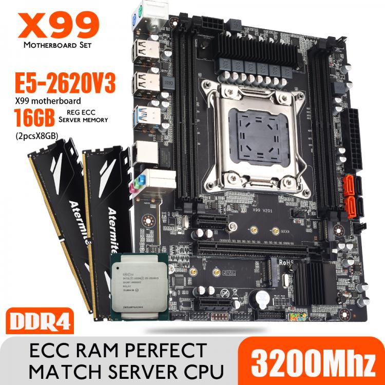 all in one place חומרה Atermiter X99 D4 Motherboard Set With Xeon E5 2620 V3 LGA 2011-3 CPU 2pcs X 8GB = 16GB 3200MHz DDR4 Memory REG ECC RAM