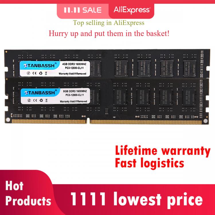 all in one place חומרה DDR3 Intel RAM 4GB 8GB 1333MHZ 1600MHz Desktop Memory Module 240pin 1.5V DIMM Intel Can have a radiator TANBASSH