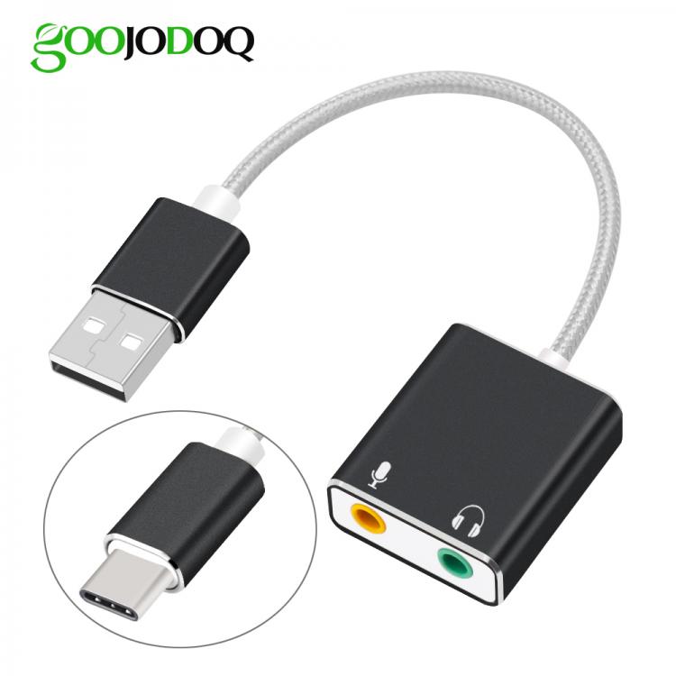 all in one place חומרה GOOJODOQ 7.1 External USB Sound Card Jack 3.5mm USB Audio Adapter Earphone Micphone Sound Card for Macbook Computer Laptop PC