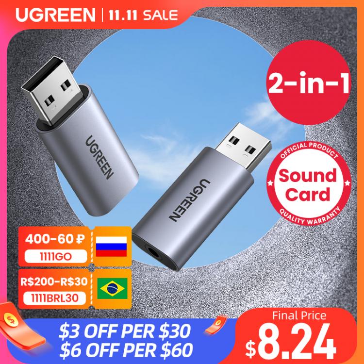 all in one place חומרה UGREEN Sound Card Usb 3.5mm Audio Interface External Sound Card to Earphone Speaker for Laptop Nintendo Switch Audio Card