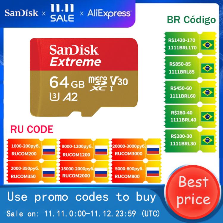 all in one place אביזרים Original SanDisk Extreme Micro SD Card A2 U3 V30 128GB 256GB Flash Memory Card 64GB 32GB TF Card microSDHC/microSDXC For
