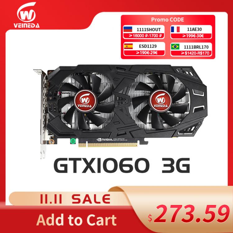 all in one place חומרה VEINEDA Graphics Card  GTX 1060 3GB 6GB 192Bit GDDR5 GPU Video Card  PCI-E3.0 For nVIDIA Gefore Games Stronger than GTX 1050Ti