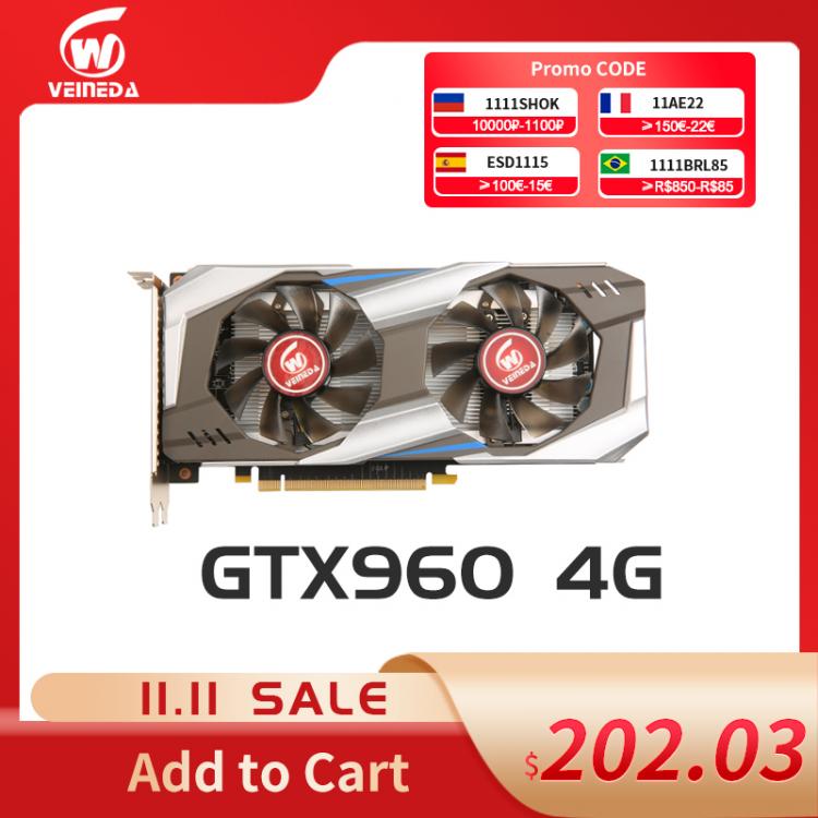 all in one place חומרה VEINEDA PC Video Card Original GTX 960 4GB 128Bit GDDR5 Graphics Cards DVI Cards  GTX960 4gb  DVI For nVIDIA Geforce Game