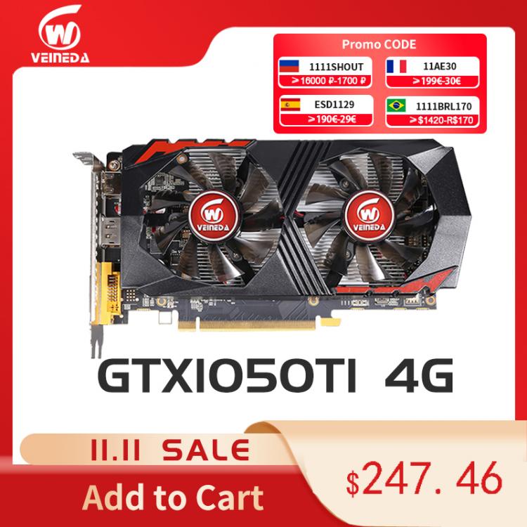 all in one place חומרה Video Card GTX1050Ti for Computer Graphic Card PCI-E GTX1050Ti GPU 4G 128Bit  DDR5 for nVIDIA Geforce Game  DP