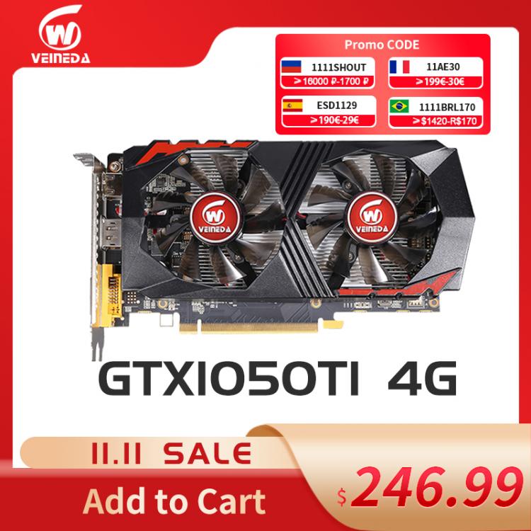 all in one place חומרה VEINEDA Graphics Card GTX1050Ti GPU 4GB DDR5 PCI-E 128Bit  for nVIDIA Geforce Game VGA Cards GTX1050ti  Dvi 1050