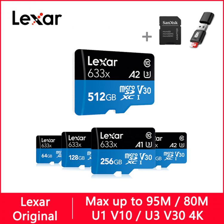 all in one place אביזרים Lexar Micro SD 128GB 32GB 64GB 256GB 512GB 16GB Micro SD Card SD/TF Flash Card Memory Card 32 64 128 gb microSD for Phone 633X