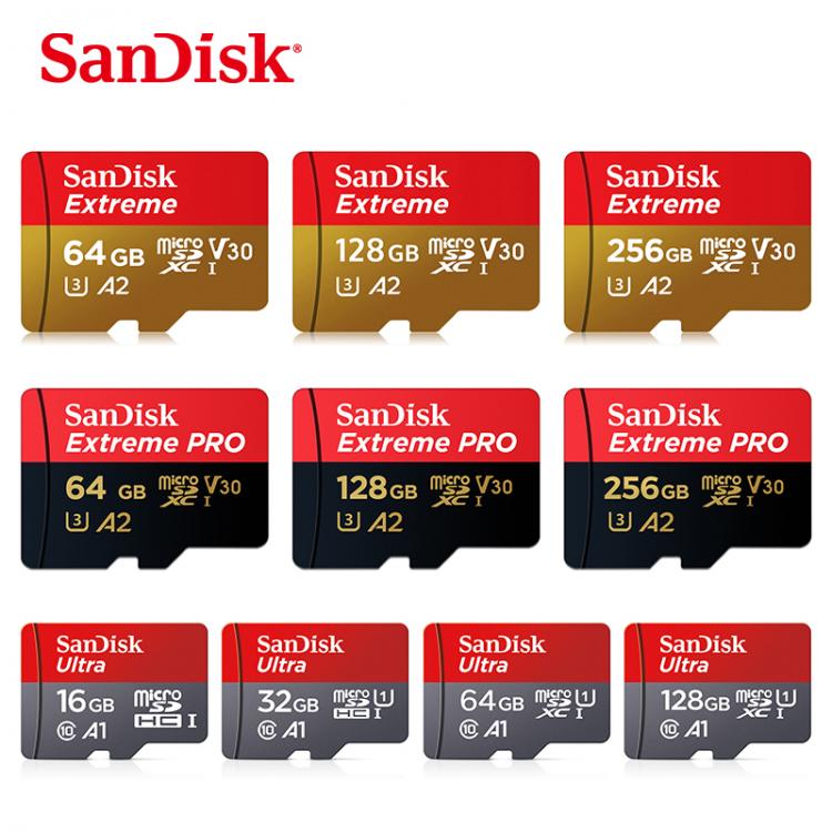 all in one place אביזרים SanDisk CARD 16GB 32GB 64GB 128GB Extreme Pro microSDXC UHS-I A1 A2 U3 Class 10 microSD Card 4K UHD Memory card Drone fotocamera