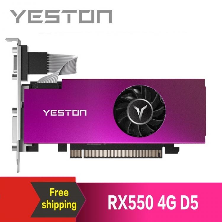 all in one place חומרה Yeston Radeon RX550 4GB GDDR5 1183MHz 512processors PCIExpress 3.0 DirectX12 Single Slot VGA+HDMI+DVI-D graphics card of Desktop