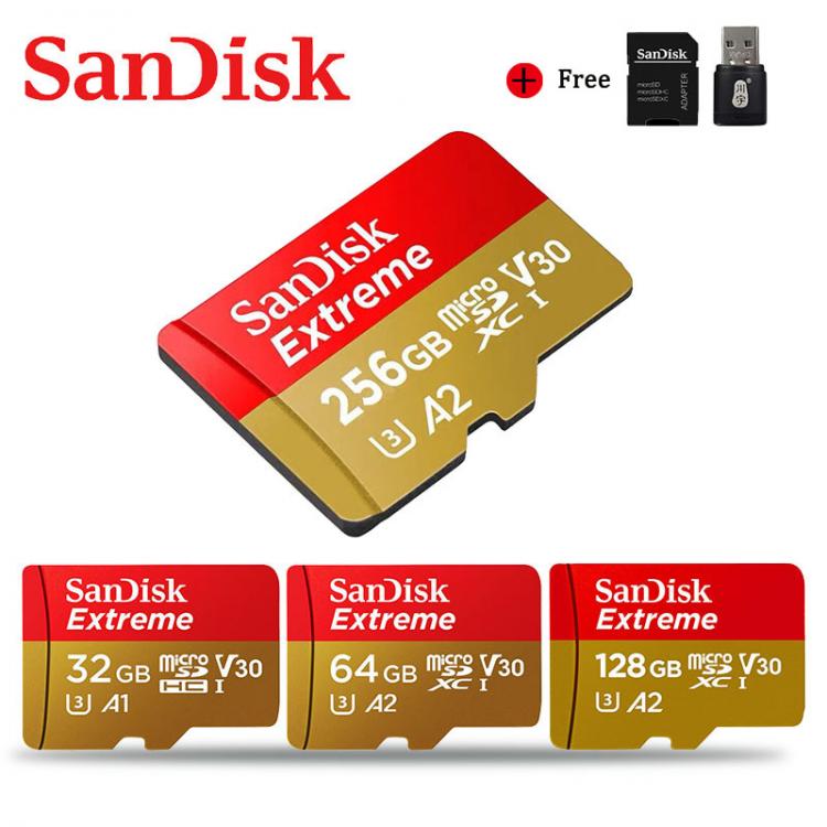 all in one place אביזרים SanDisk Micro SD 128GB 64GB 32GB Memory card Extreme Ultra 256GB microsd TF card 100MB/s Class10 U1/U3 4K With Adapter for Phone