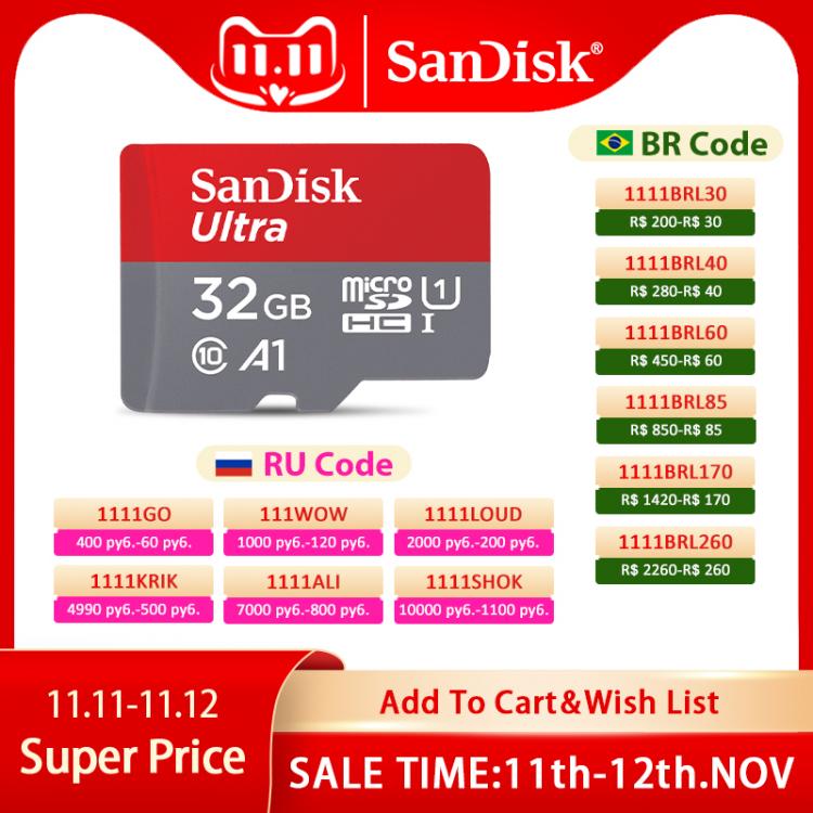 all in one place אביזרים 100% Original SanDisk Micro SD Card Class 10 TF Card 16gb 32gb 64gb 128gb Up to 98MB/s memory card for smartphone table PC
