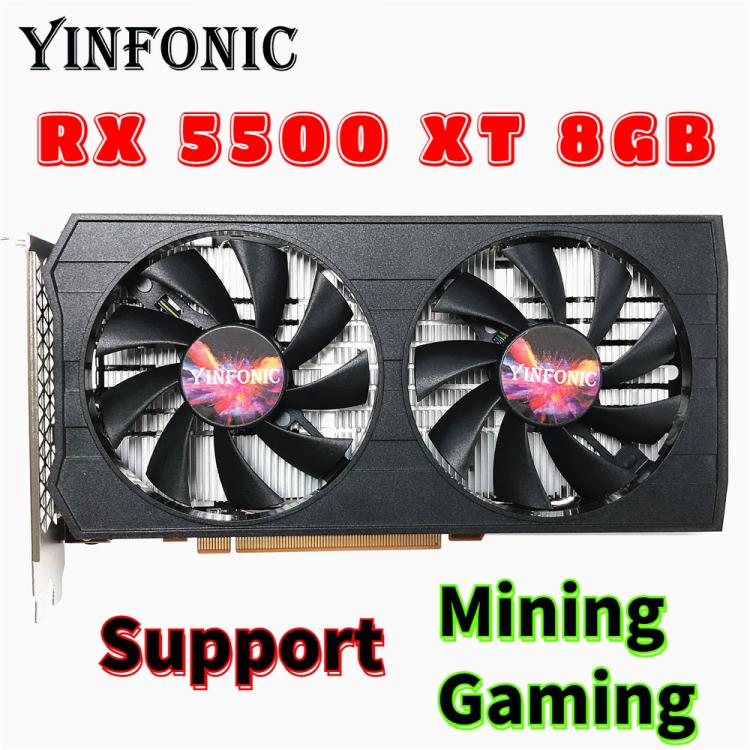 all in one place חומרה New Video Card RX 5500 XT 8GB 128Bit 1408SP GDDR6 Graphics Cards for AMD Radeon RX5500XT Mining Lower power than RX 580 8GB