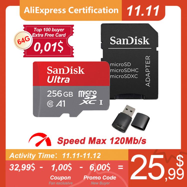 all in one place אביזרים SANDISK 256GB Micro SD 128GB Memory Card 64GB 32GB Micro SD Card SD/TF Flash Card 16GB 512GB 1TB 200GB 400GB Microsd for Phone