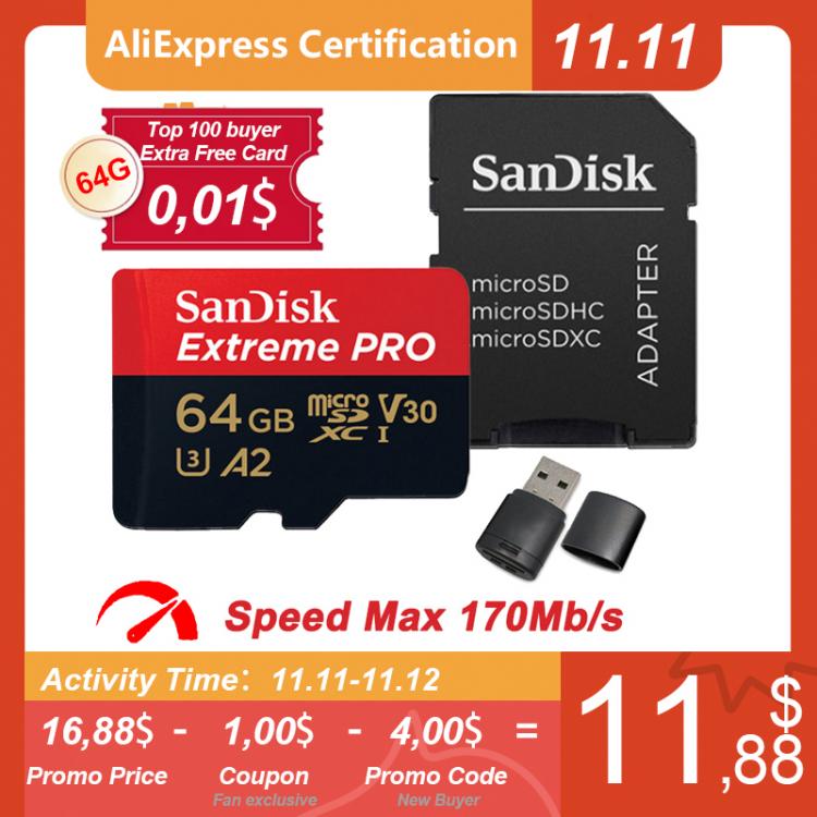 all in one place אביזרים SanDisk Extreme Pro Micro SD 128GB 64GB Card SD/TF Flash Cards 32GB Memory Card 256GB 512GB 400GB with SD Adapter for Camera