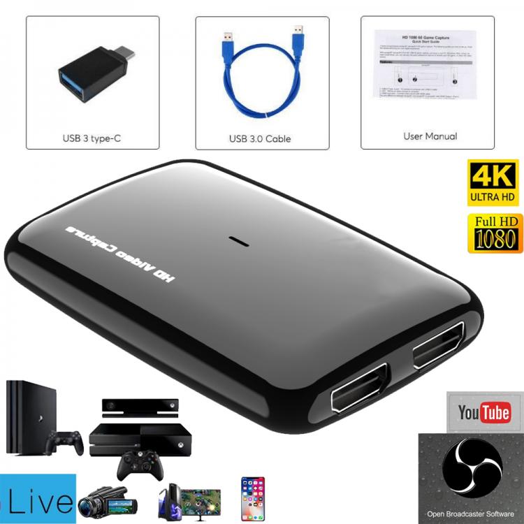 all in one place חומרה 1080P60FPS HDMI-compatible To USB 3.0 Video Capture Card Grabber for XBOX PS4 TV Recording PC OBS Live Streaming Mic In Loop Out