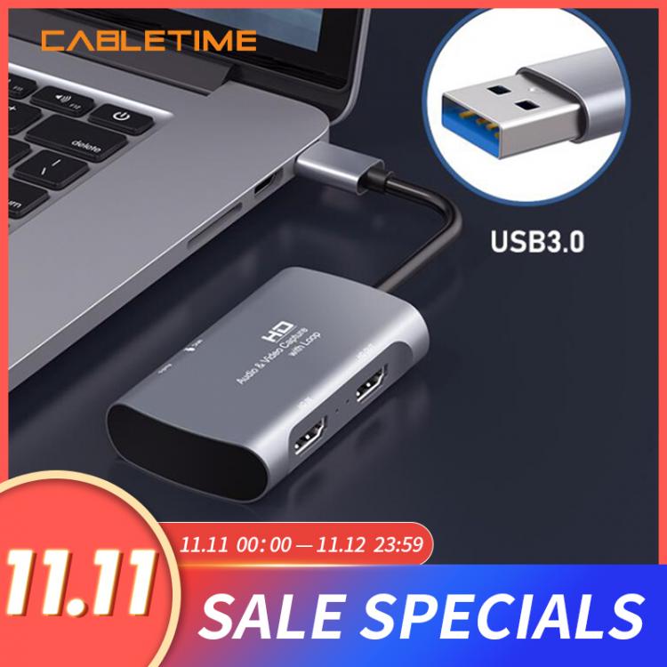 all in one place חומרה CABLETIME Video Card 4K HDMI Video Capture Card USB 3.0  to USB HD HDMI Loop Port for Live Steaming Camera Recording N430