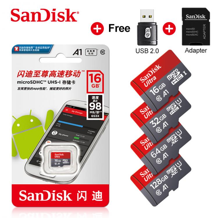 all in one place אביזרים 100% Original SanDisk memory card 16GB 32GB micro sd card 64GB 128GB 200GB tarjeta microsd 32GB 256GB 400GB mini TF card