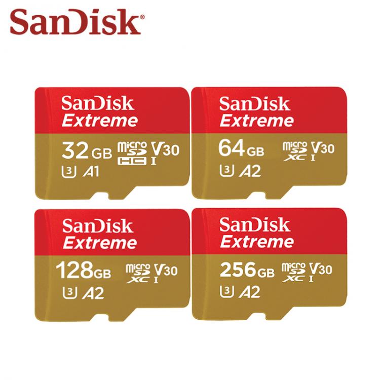all in one place אביזרים 100% Original SanDisk Extreme Micro SD Card 128GB 256GB 64GB SDXC A2 U3 32GB SDHC A1 V30 Memory Card Flash Microsd With Adapter