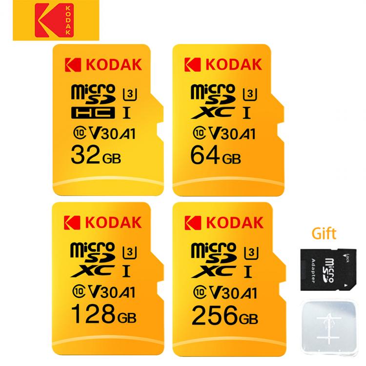 all in one place אביזרים Original KODAK Micro-SD Card 256GB 128GB 64GB 32GB Memory Card TF Card V30 U3 100MB/S cartao de memoria Free SD Adapter for pc