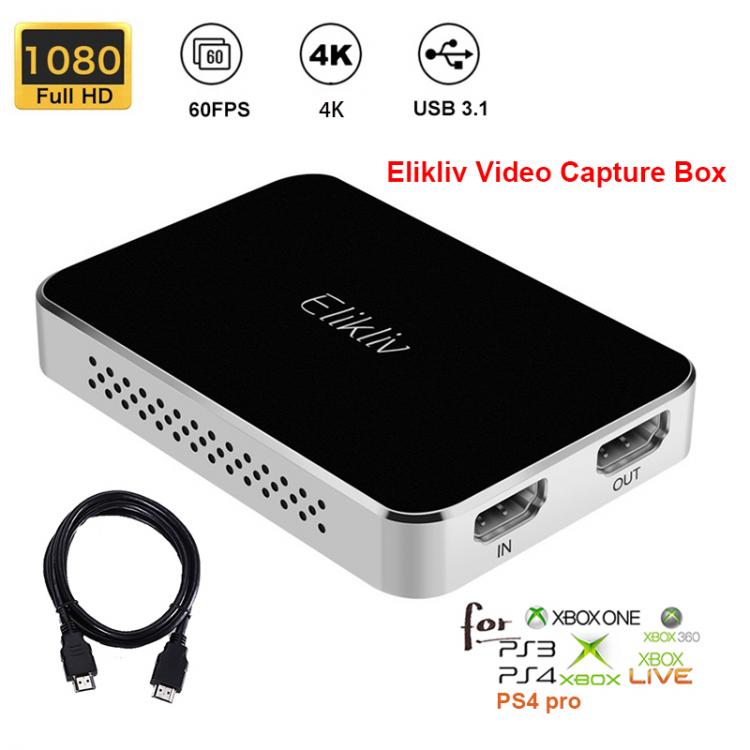 all in one place חומרה Elikliv Game Capture USB 3.1 Record in 1080P60 Compatible for PS4PRO XBOXONE SWITCH with Mic Input Ultra Low Latency