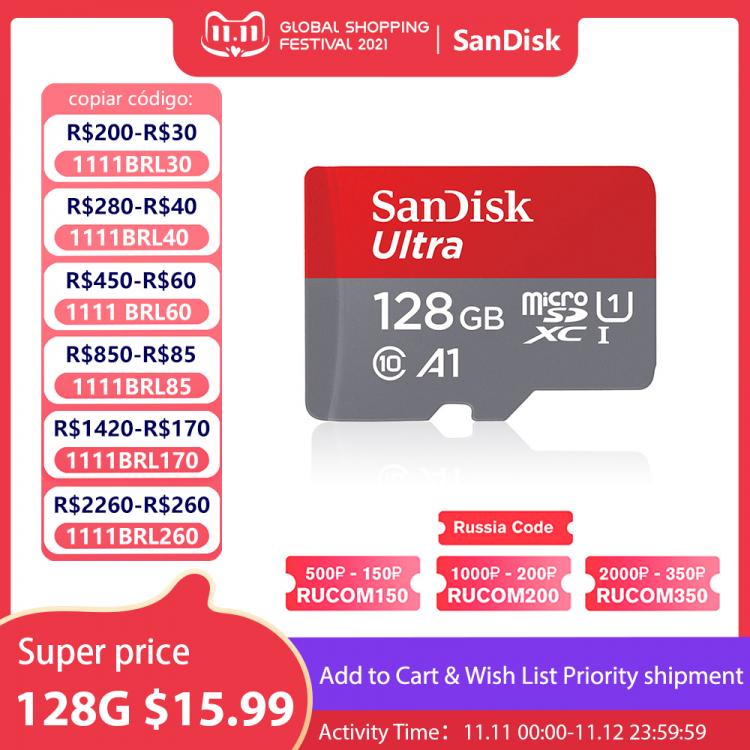 all in one place אביזרים Sandisk Micro SD Card 256G 200GB 128GB 64GB 100MB/S Memory card SD/TF Flash Card Class10 32GB 16GB microSD for Tablet/smartphone